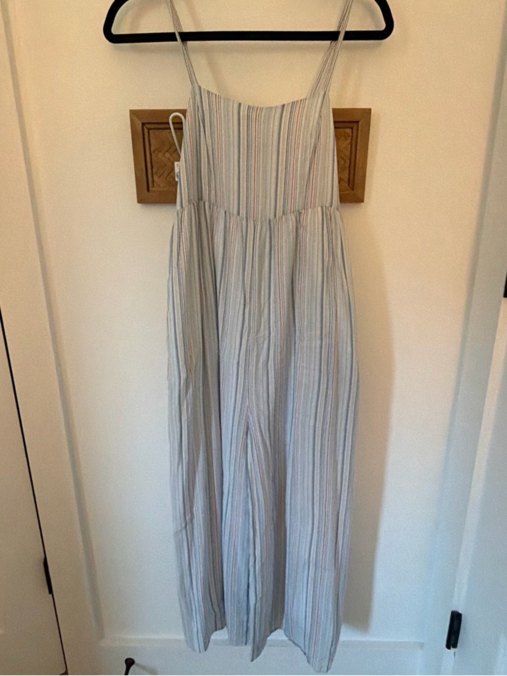 Urban Outfitters Light Blue Multi-Stripe Spaghetti-Strap Jumpsuit